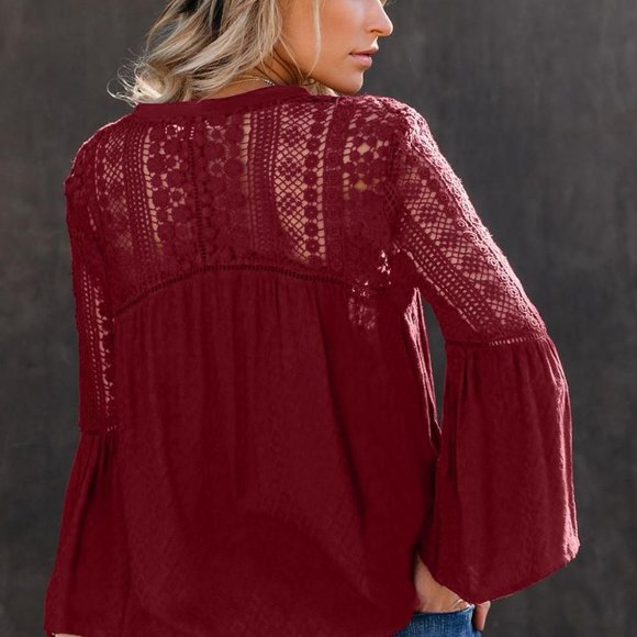 Lovestitch Bell Sleeve Crochet Lace Top NWT - Picture 2 of 3